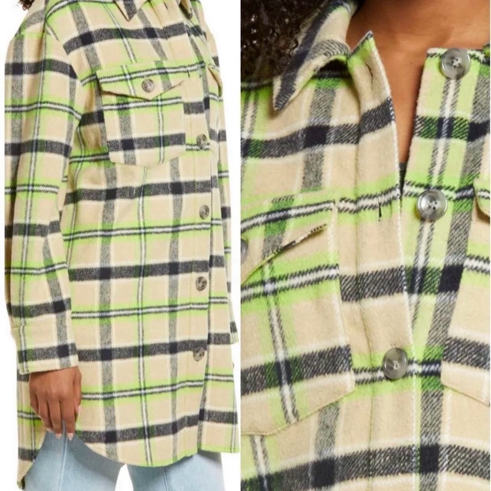 Plaid Women's Jacket in Cream and Green